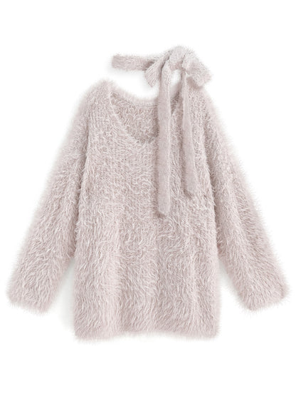 <預訂> 羽毛針織上衣+頸帶兩件套裝｜兩色入