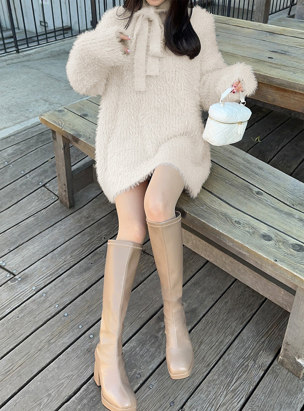 <預訂> 羽毛針織上衣+頸帶兩件套裝｜兩色入