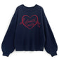 <預訂> 心型絲帶標誌提花針織上衣｜三色入