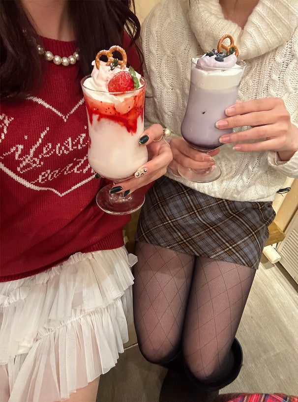 <預訂> 心型絲帶標誌提花針織上衣｜三色入