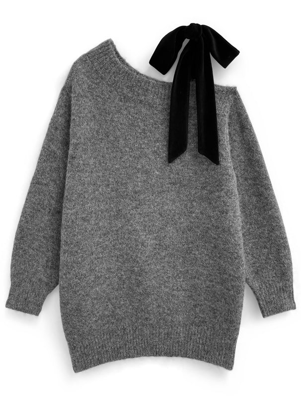 <預訂> JP 日本大人氣♡ 單肩天鵝絨絲帶針織迷你連身OPs裙｜四色入