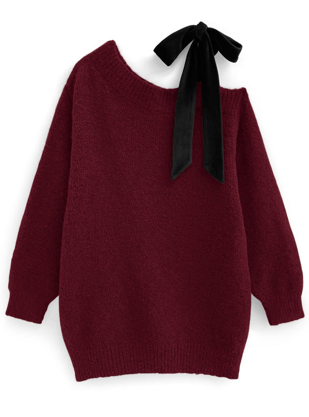 <預訂> JP 日本大人氣♡ 單肩天鵝絨絲帶針織迷你連身OPs裙｜四色入