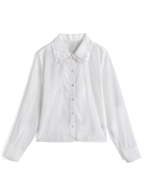 <預訂> 蕾絲領襯衫+麻花針織緞帶上衣兩件套裝｜三色入