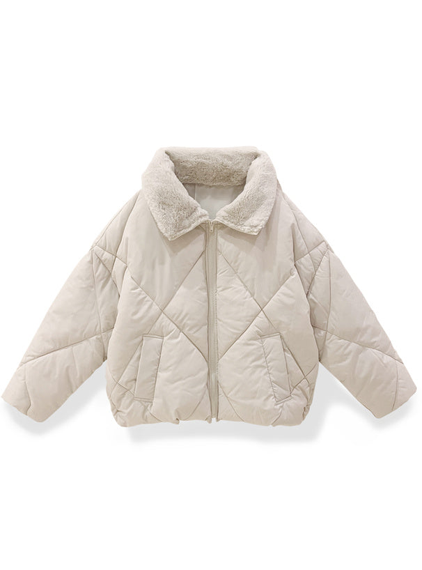 <預訂> 雙向毛領絎縫羽絨外套｜兩色入