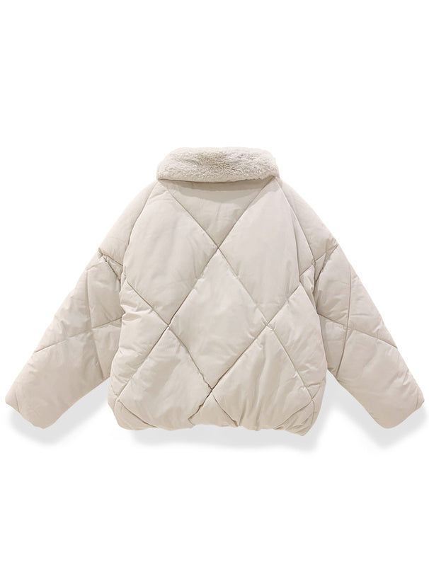 <預訂> 雙向毛領絎縫羽絨外套｜兩色入