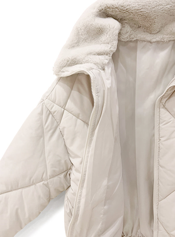 <預訂> 雙向毛領絎縫羽絨外套｜兩色入