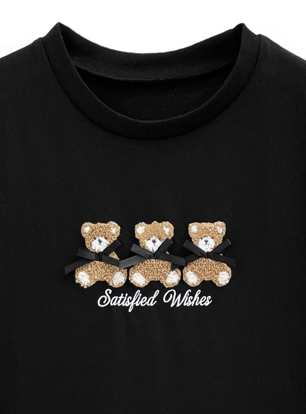 <預訂> Teddy Bear 泰迪熊刺繡蝴蝶結t-shirt｜三色入