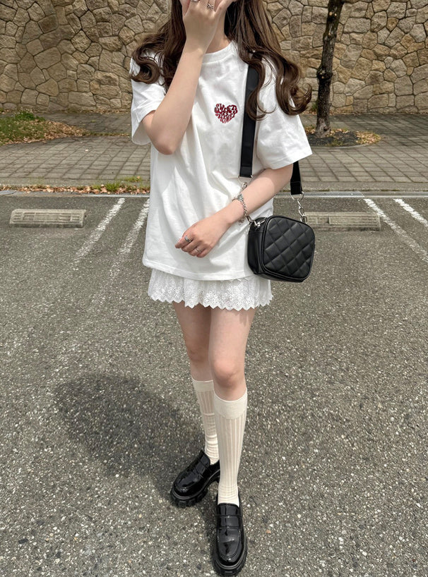 <預訂> JP 心型logo印花兔子刺繡Tee | 兩色入