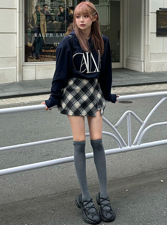 <預訂> J節日感紋格紋迷你裙(含內搭)| 兩色入