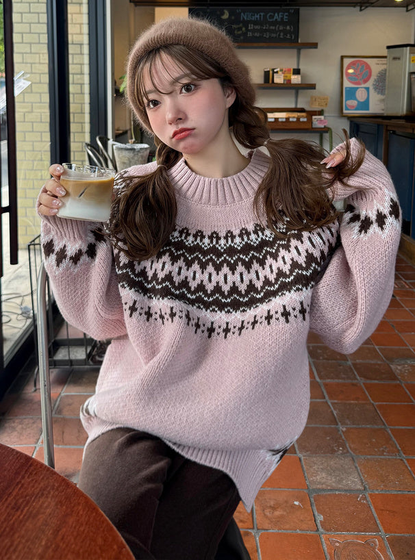 <預訂> JP ILLIT MOKA同款🐰北歐菱形針織上衣｜四色入