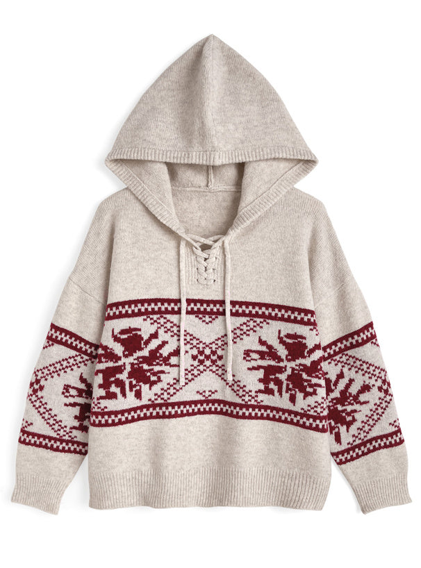 <預訂> 北歐風繫帶針織連帽上衣｜三色入