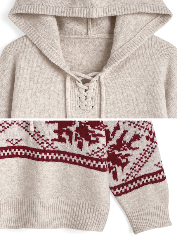 <預訂> 北歐風繫帶針織連帽上衣｜三色入