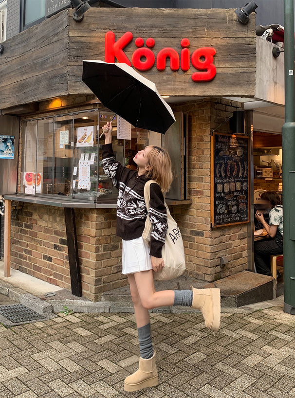 <預訂> 北歐風繫帶針織連帽上衣｜三色入