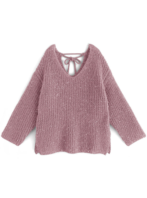 <現貨> BlingBling後綁帶毛茸茸針織上衣