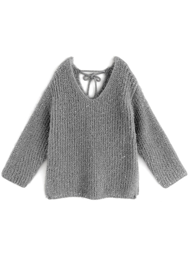 <現貨> BlingBling後綁帶毛茸茸針織上衣