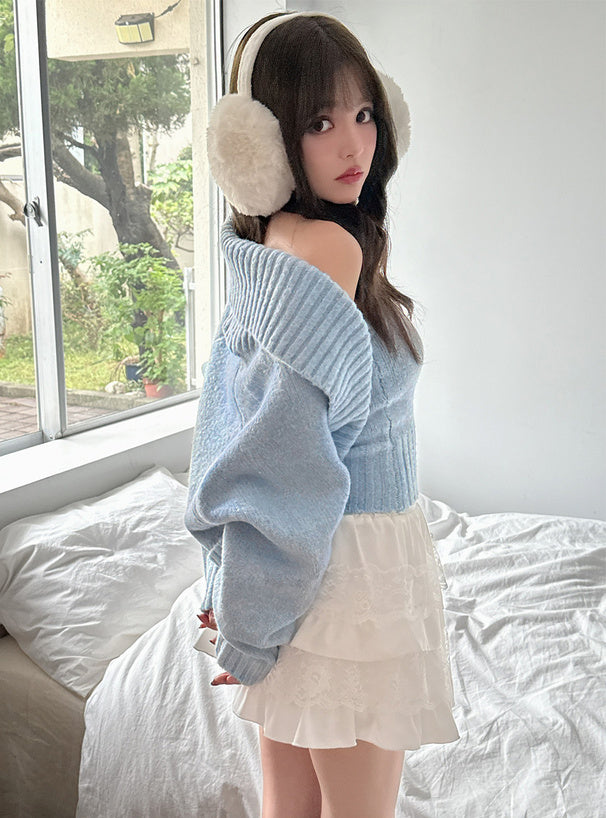<預訂> JP ILLIT IROHA同款🐰短上衣與露肩針織兩件套裝｜四色入