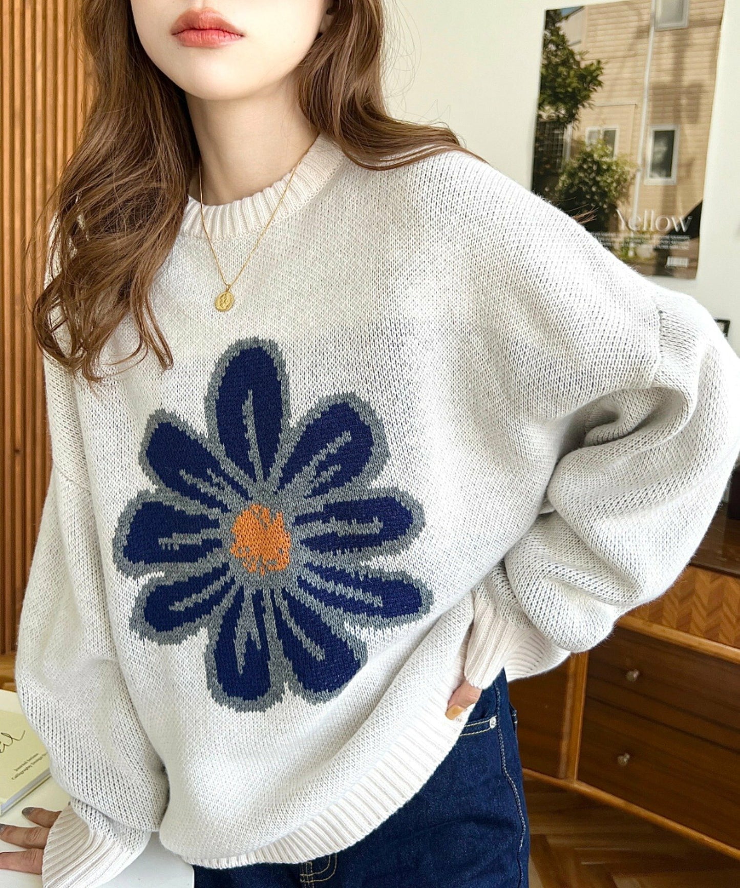 <預訂> 日牌MM 花卉提花針織上衣｜四色入