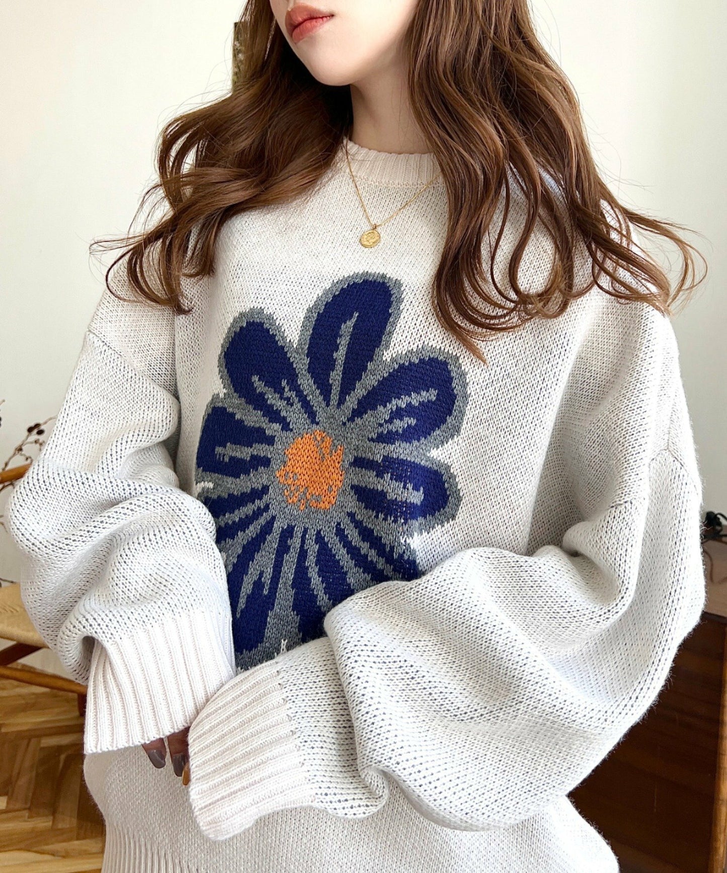 <預訂> 日牌MM 花卉提花針織上衣｜四色入