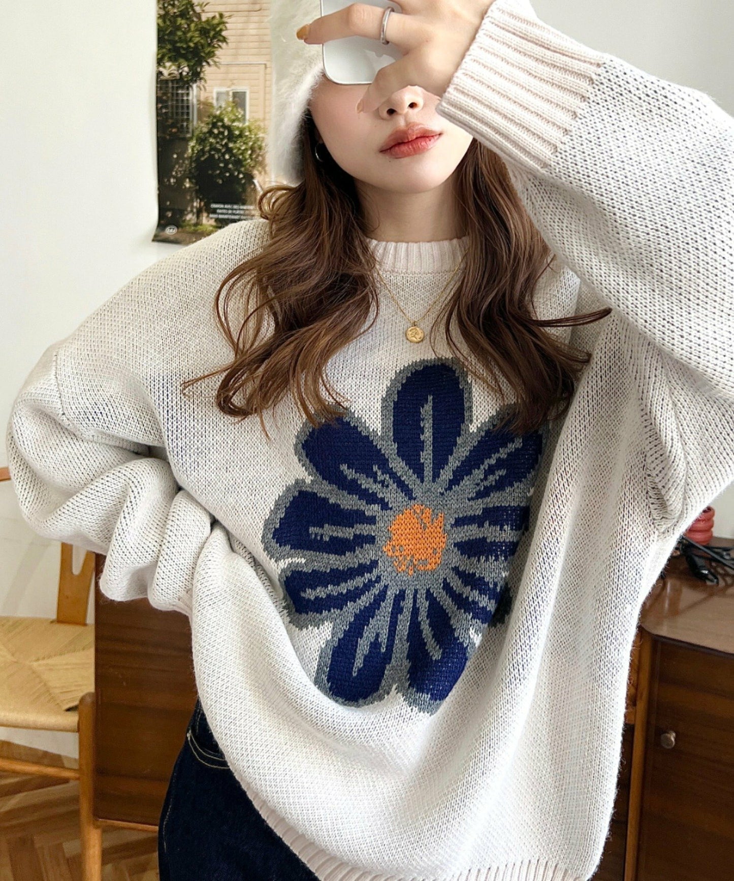 <預訂> 日牌MM 花卉提花針織上衣｜四色入