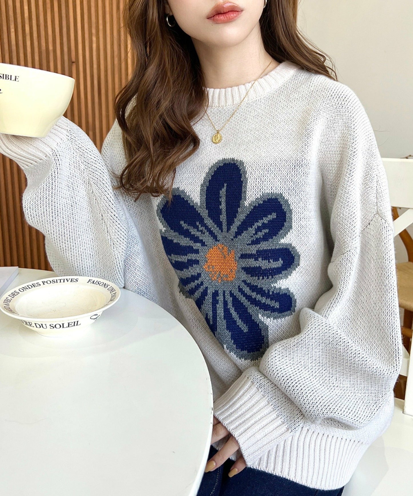 <預訂> 日牌MM 花卉提花針織上衣｜四色入