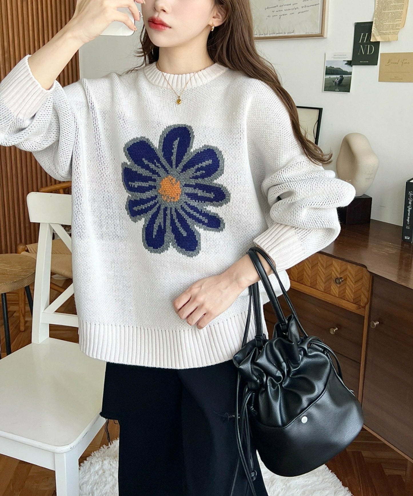 <預訂> 日牌MM 花卉提花針織上衣｜四色入