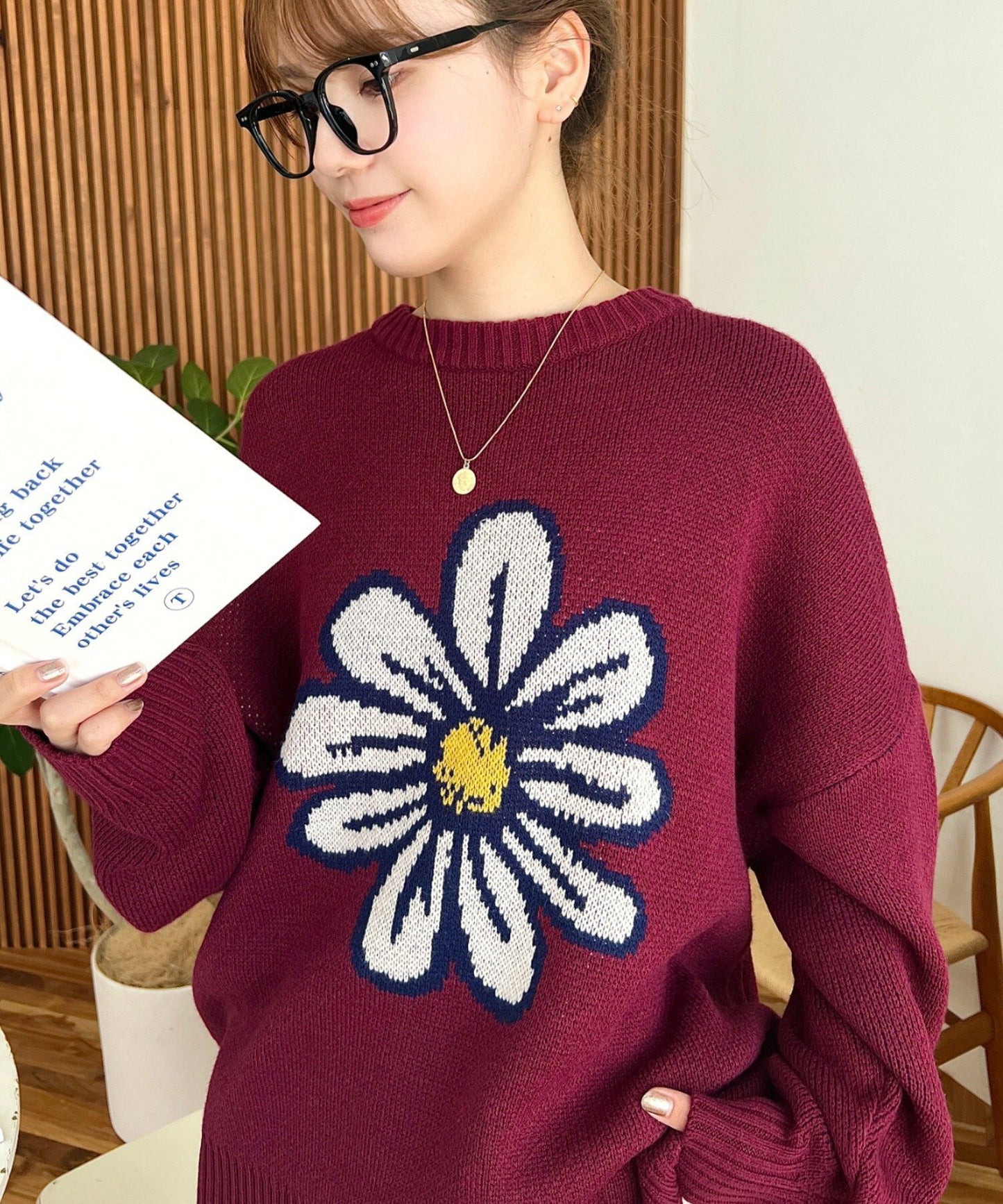 <預訂> 日牌MM 花卉提花針織上衣｜四色入