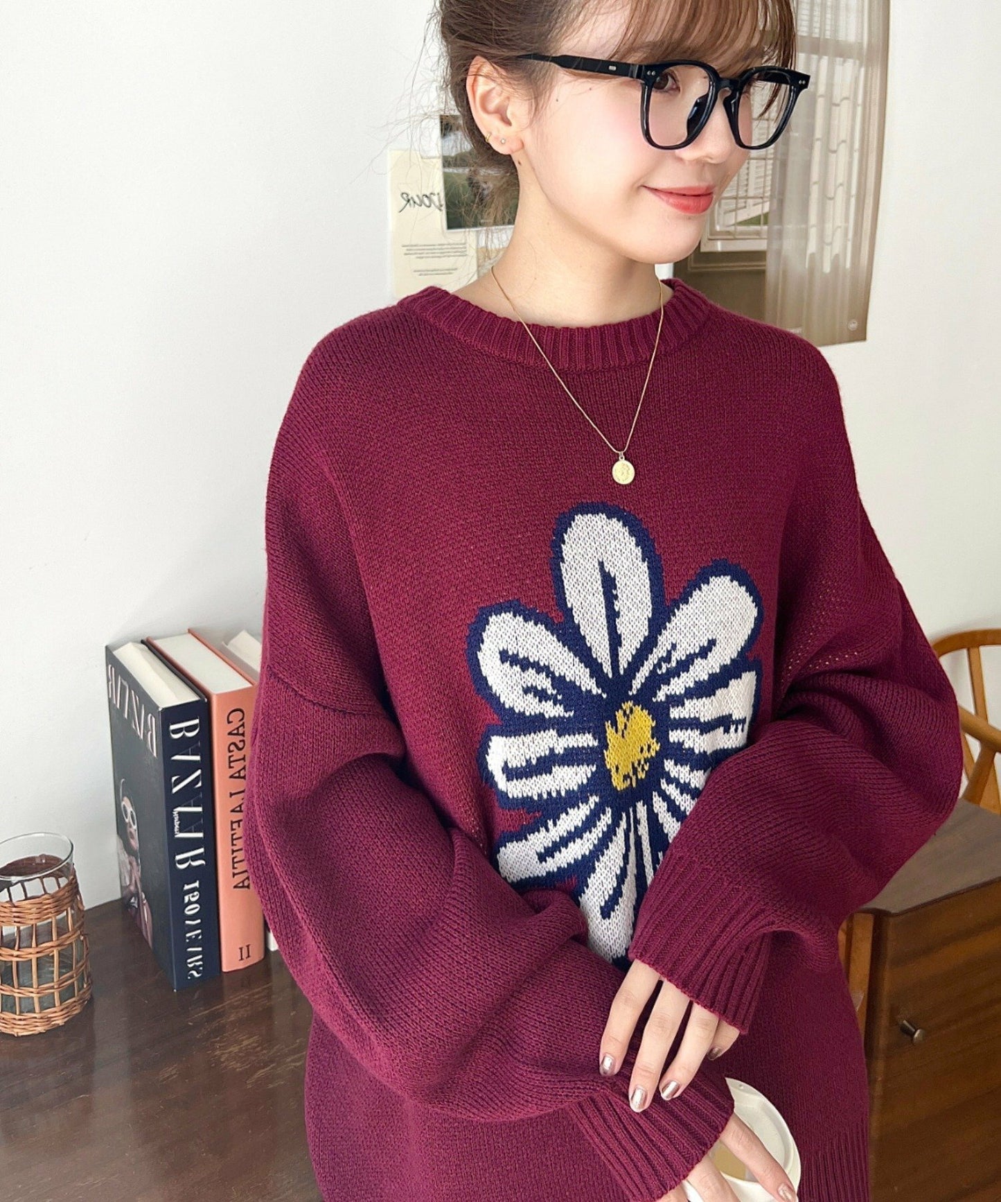 <預訂> 日牌MM 花卉提花針織上衣｜四色入