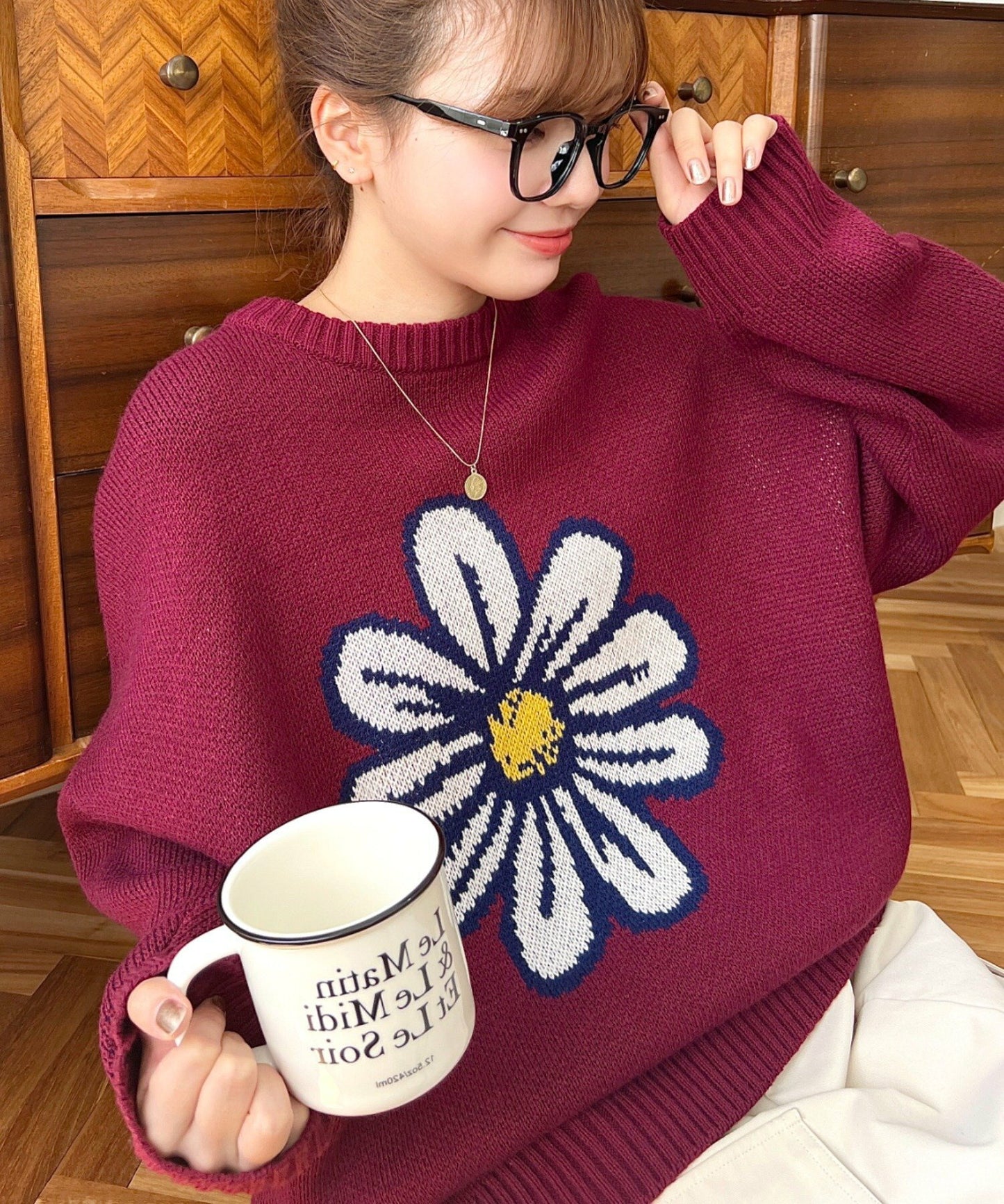 <預訂> 日牌MM 花卉提花針織上衣｜四色入