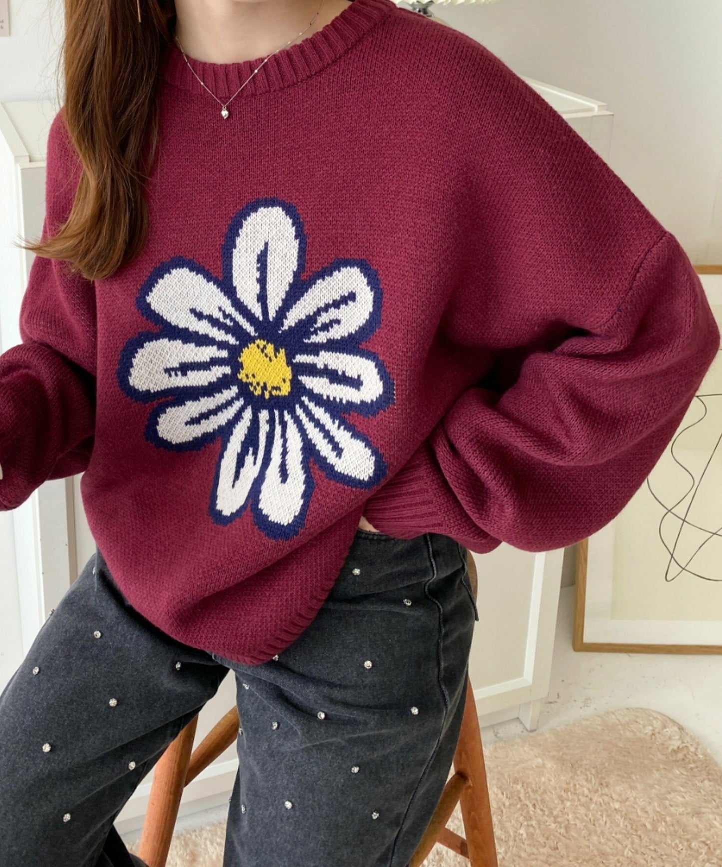 <預訂> 日牌MM 花卉提花針織上衣｜四色入