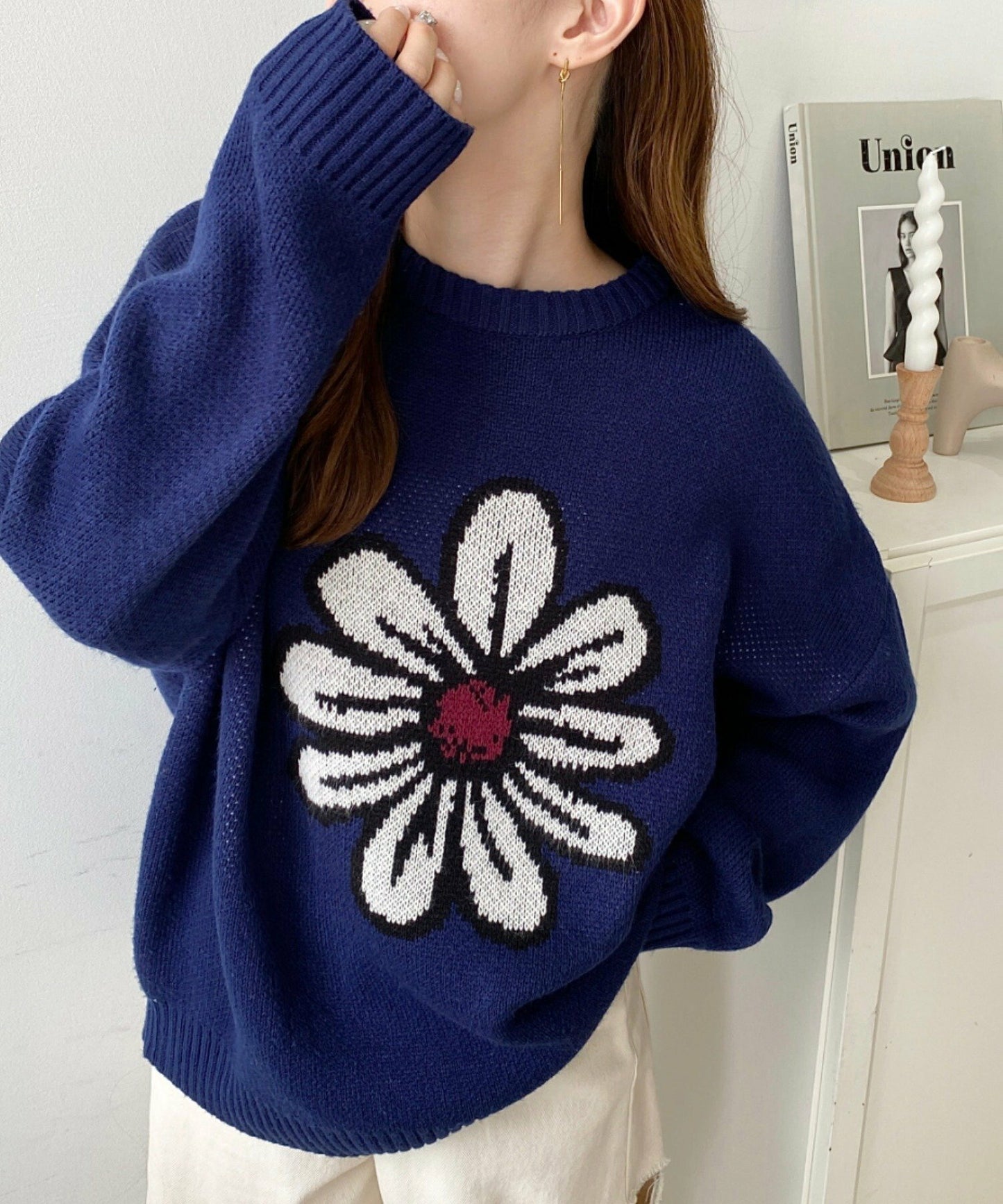 <預訂> 日牌MM 花卉提花針織上衣｜四色入