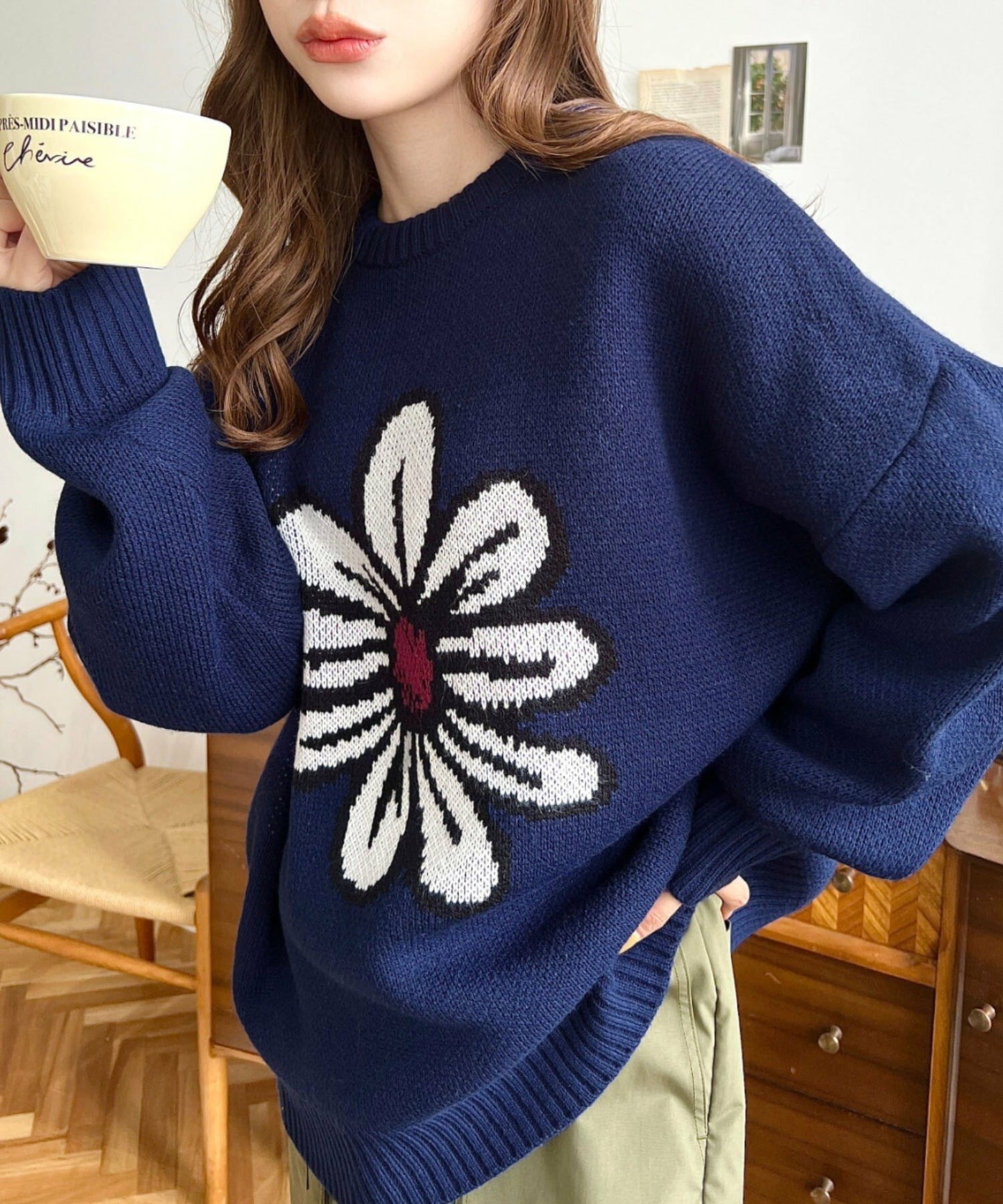 <預訂> 日牌MM 花卉提花針織上衣｜四色入