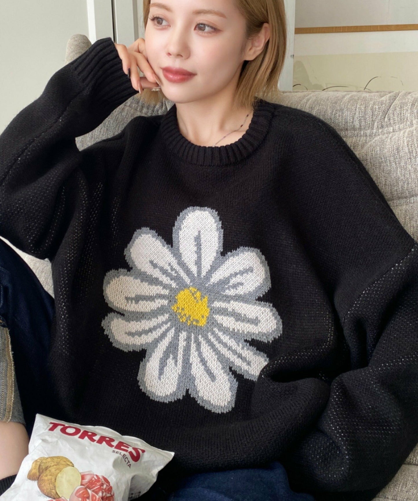 <預訂> 日牌MM 花卉提花針織上衣｜四色入