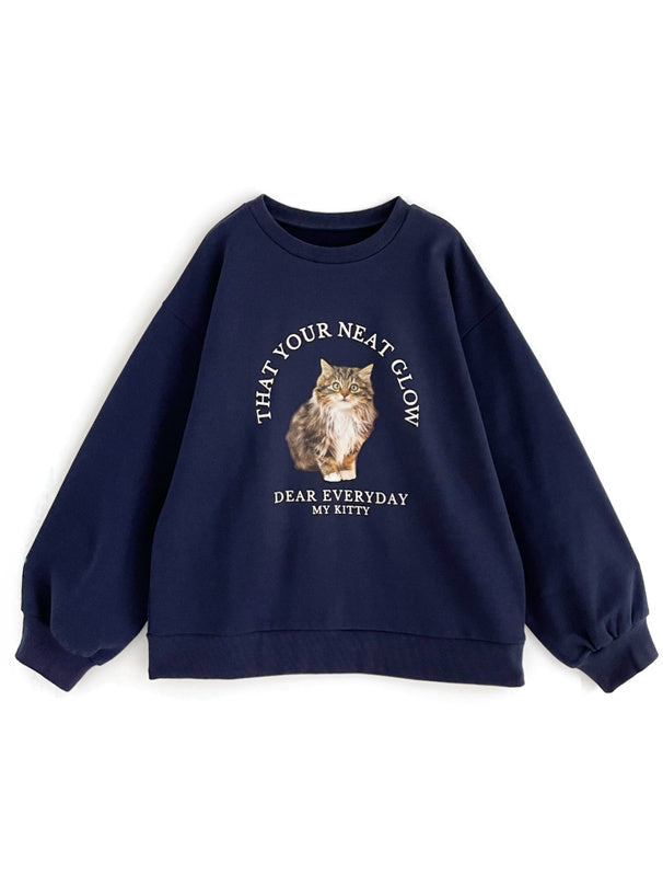<預訂> 暖笠笠可愛小貓圖案拉絨毛衛衣｜兩色入