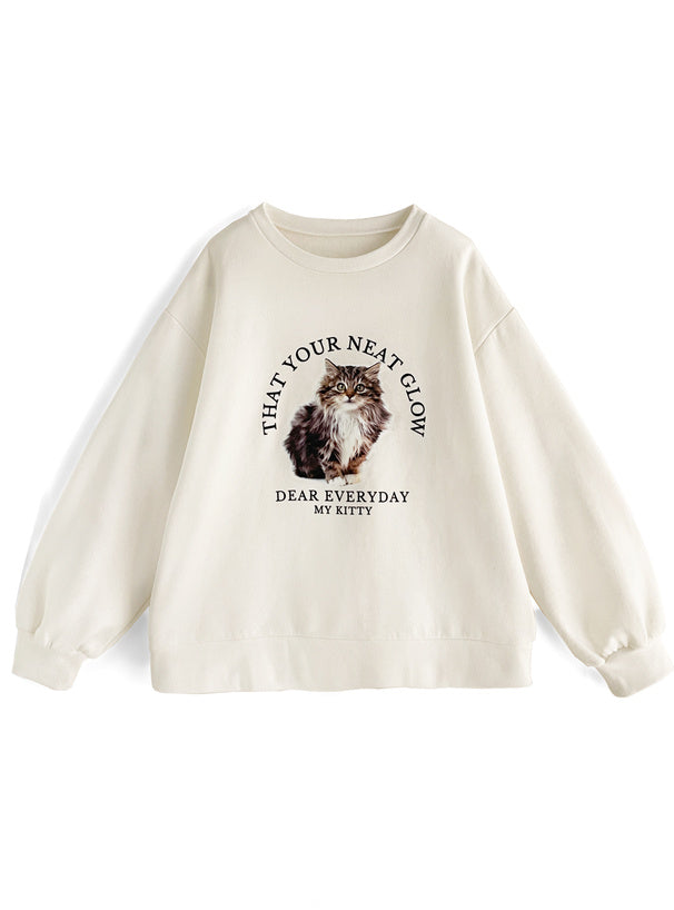 <預訂> 暖笠笠可愛小貓圖案拉絨毛衛衣｜兩色入