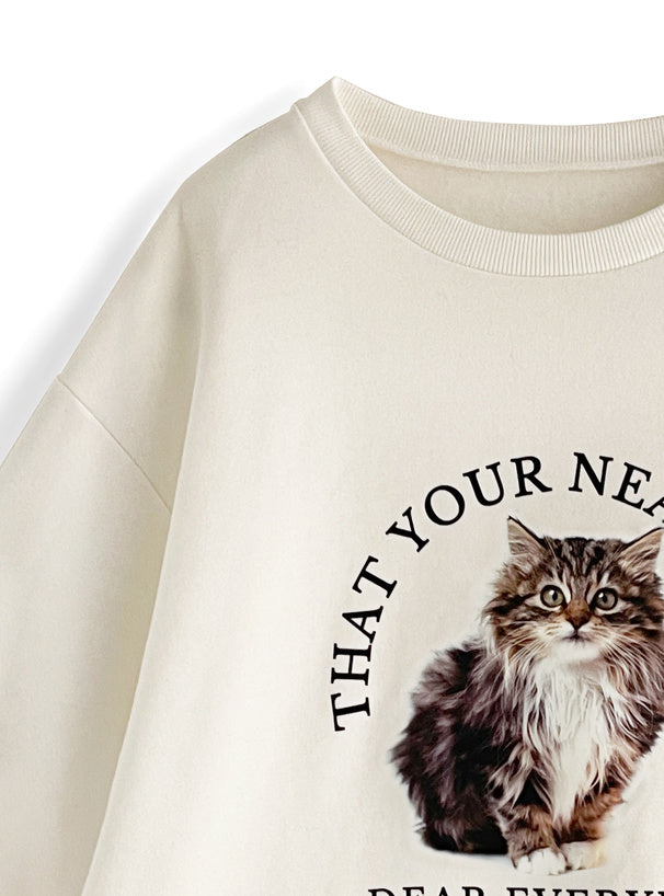 <預訂> 暖笠笠可愛小貓圖案拉絨毛衛衣｜兩色入