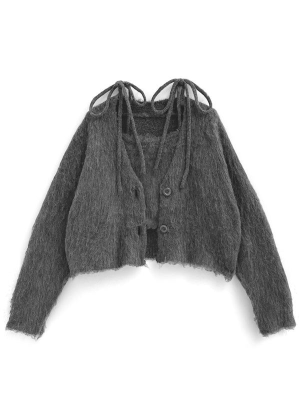 <預訂> 吊帶衫+毛絨針織外套兩件套裝｜四色入