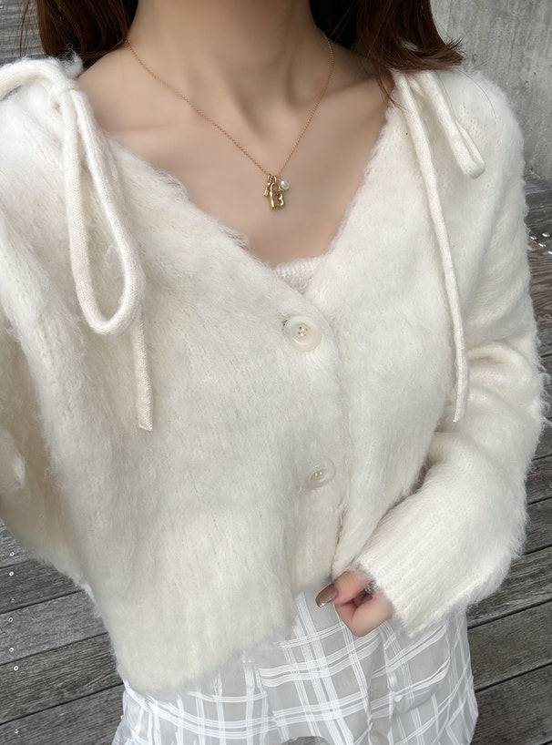 <預訂> 吊帶衫+毛絨針織外套兩件套裝｜四色入