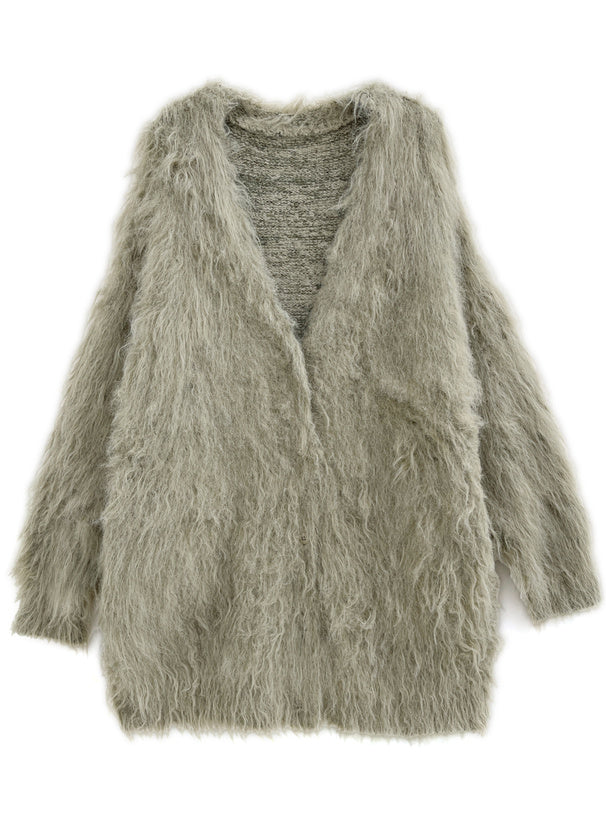 <預訂> JP 羊毛混紡長版毛絨針織開胸外套｜五色入