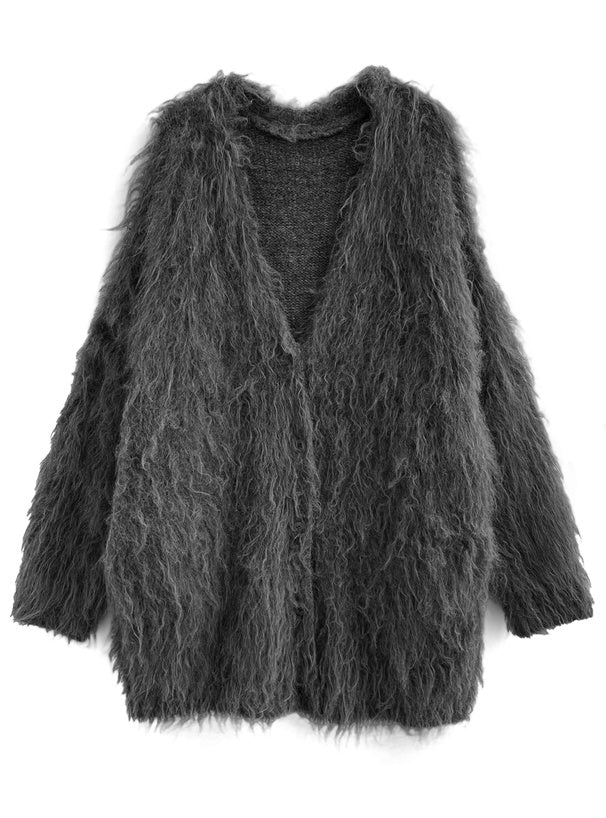 <預訂> JP 羊毛混紡長版毛絨針織開胸外套｜五色入