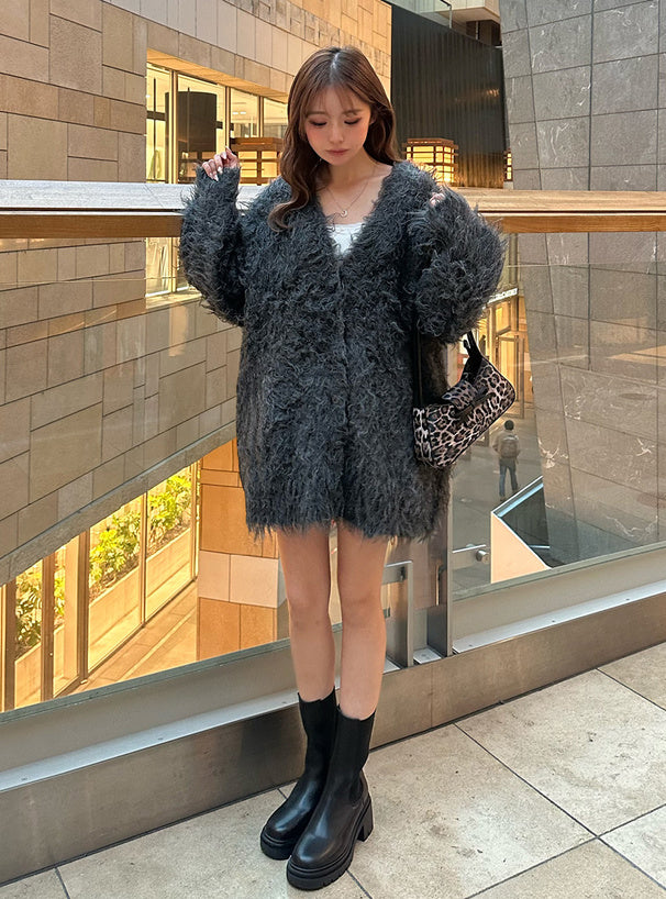 <預訂> JP 羊毛混紡長版毛絨針織開胸外套｜五色入