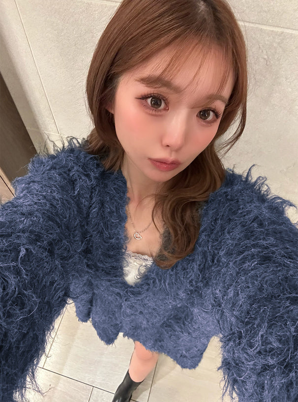 <預訂> JP 羊毛混紡長版毛絨針織開胸外套｜五色入