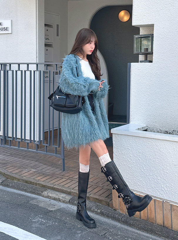 <預訂> JP 羊毛混紡長版毛絨針織開胸外套｜五色入