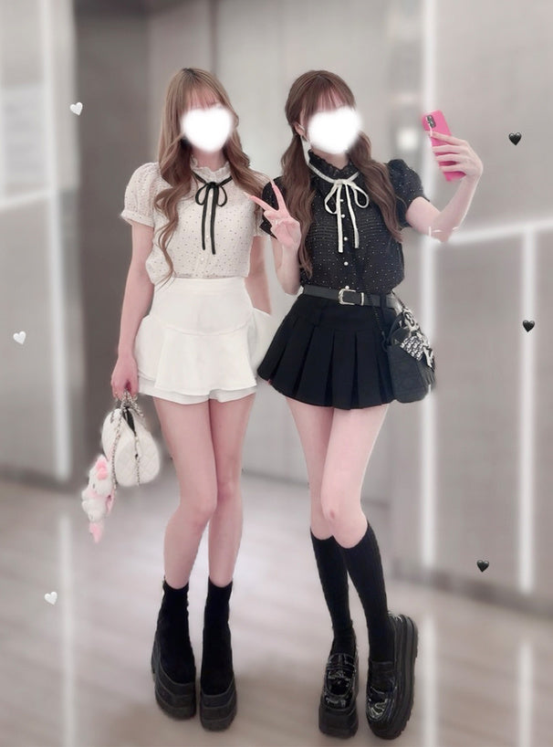<預訂> JP 波點緞帶襯衫 | 兩色入