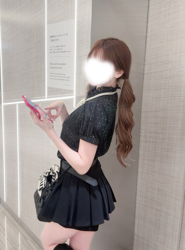 <預訂> JP 波點緞帶襯衫 | 兩色入