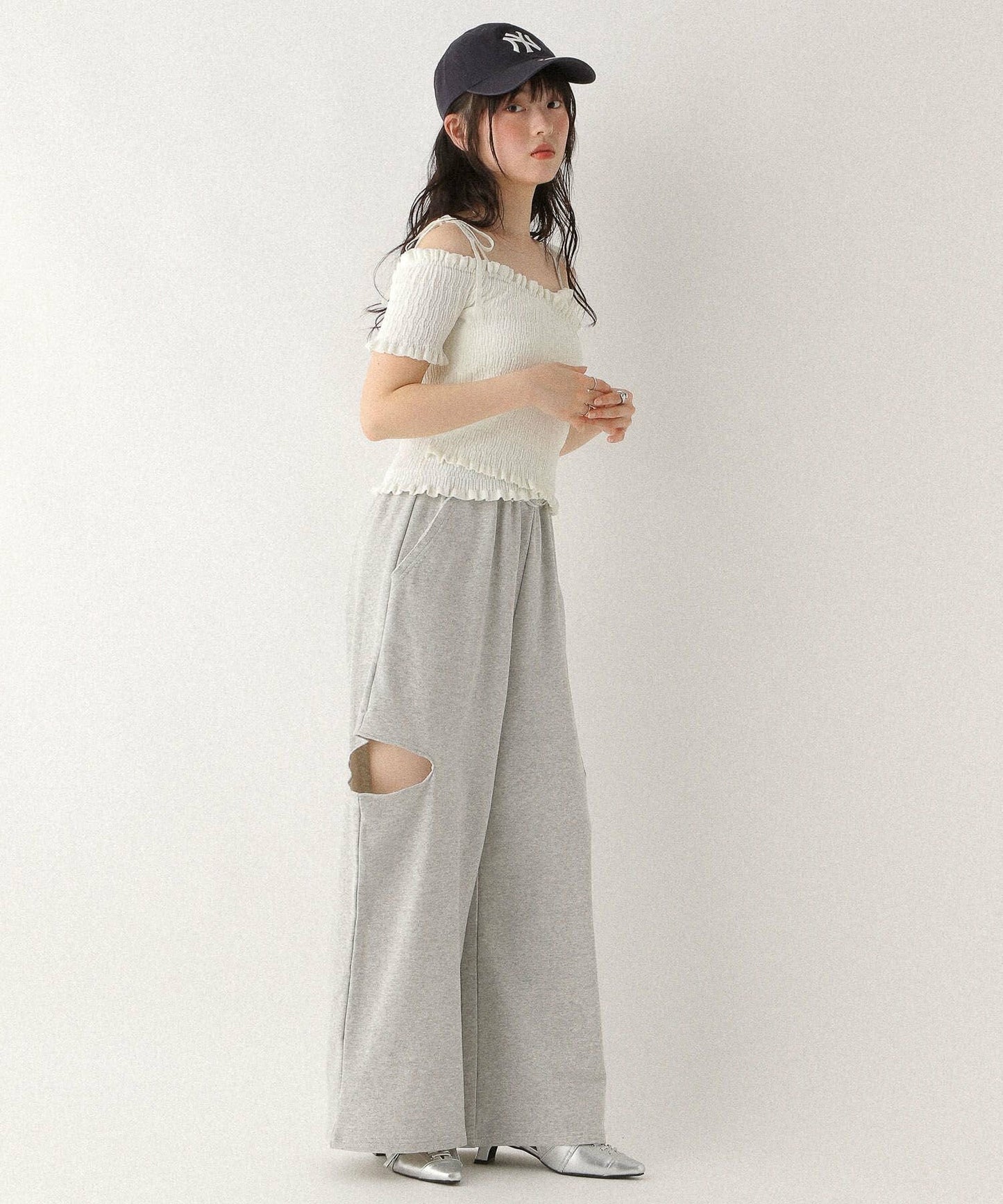<預訂> 高質日牌Heather限時降價！露肩交叉針織短袖上衣｜兩色入