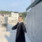 <預訂> 打卡必入！棉麻泡泡長袖綁帶連身長裙外搭｜兩色入