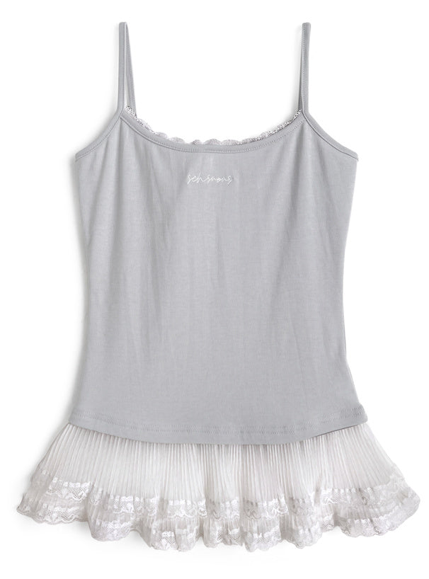 <預訂> JP 薄紗蕾絲拼接吊帶背心 | 三色入