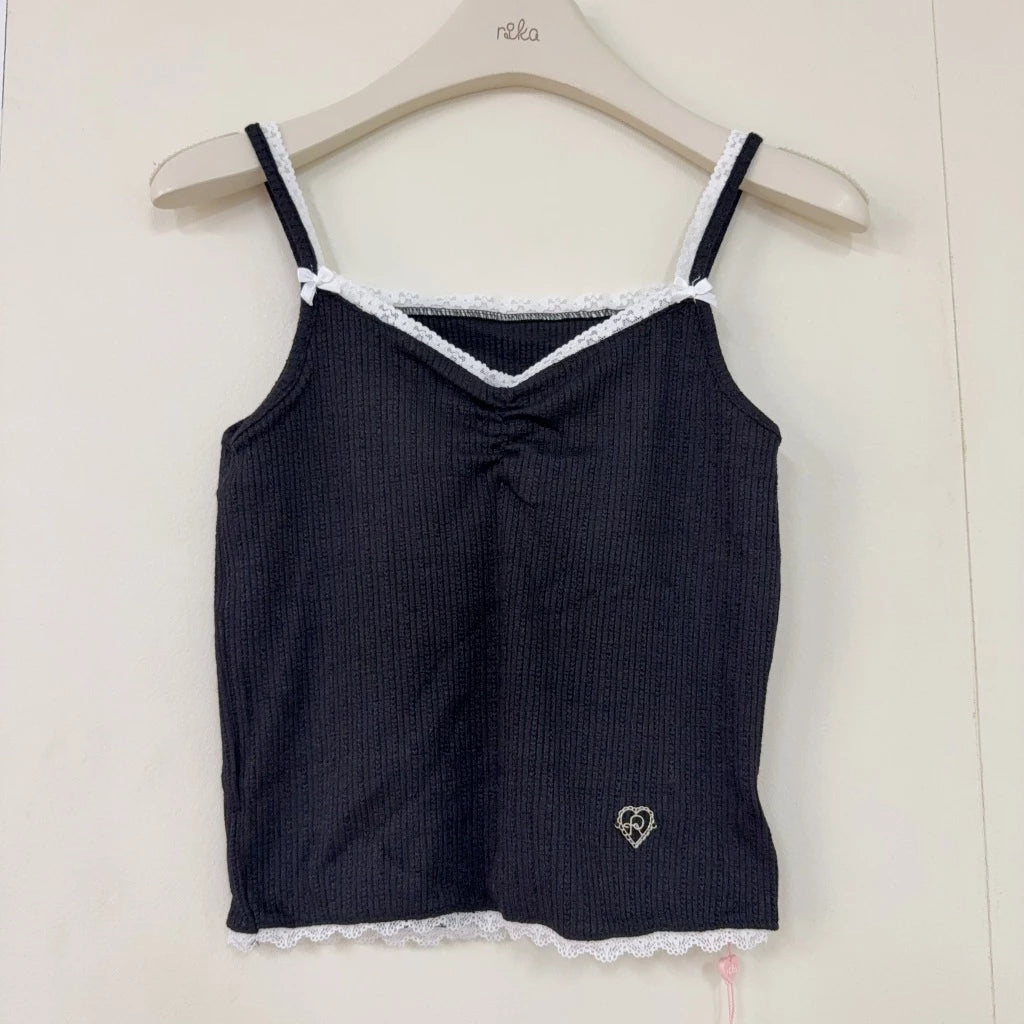 <預訂> 泰國小眾品牌🇹🇭 糖果色蝴蝶結蕾絲邊無袖小背心 | 四色入
