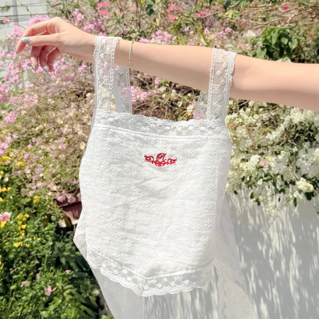 <預訂> 泰國小眾品牌🇹🇭 蕾絲吊帶後蝴蝶結背心 (含打底)