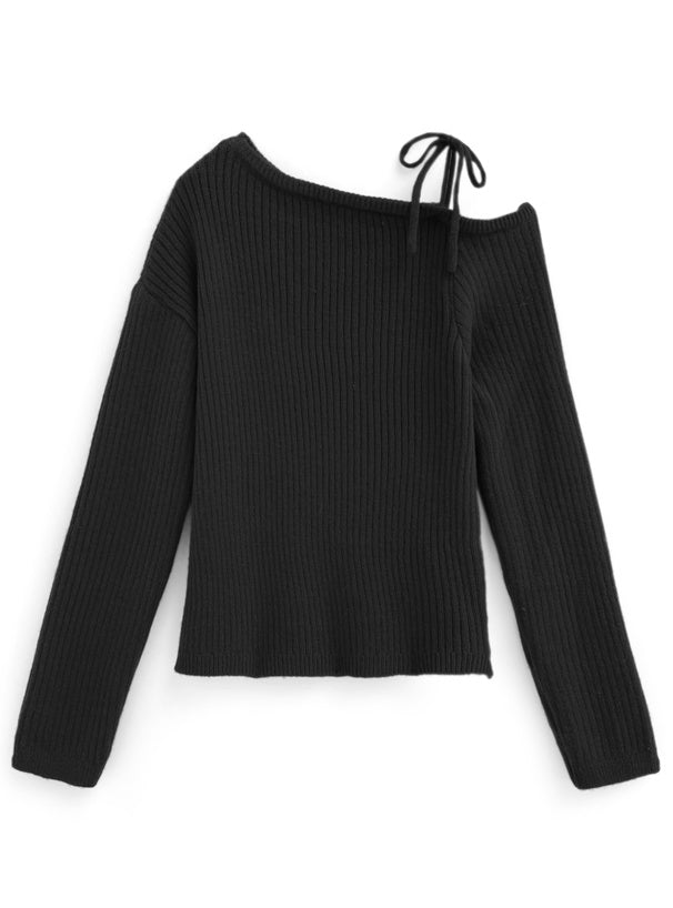 <預訂> 單肩羅紋針織上衣｜五色入